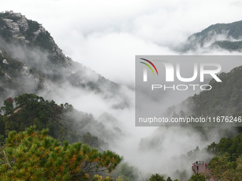 A sea of clouds is seen on Lushan Mountain, a World Cultural Heritage site, in Jiujiang, Jiangxi province, China, on October 17, 2024. (