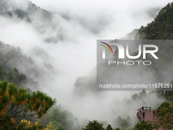 A sea of clouds is seen on Lushan Mountain, a World Cultural Heritage site, in Jiujiang, Jiangxi province, China, on October 17, 2024. (