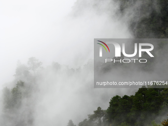 A sea of clouds is seen on Lushan Mountain, a World Cultural Heritage site, in Jiujiang, Jiangxi province, China, on October 17, 2024. (