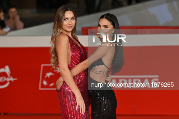 Beatrice Nardi and Giulia Acri attend the ''Paradiso in vendita'' red carpet during the 19th Rome Film Festival at Auditorium Parco Della Mu...