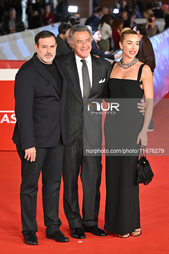 Fausto Brizzi, Luca Barbareschi, and Silvia Salis attend the ''Paradiso in vendita'' red carpet during the 19th Rome Film Festival at Audito...