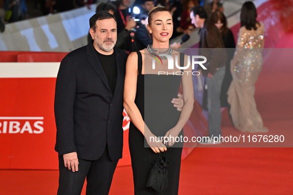 Fausto Brizzi and Silvia Salis attend the ''Paradiso in vendita'' red carpet during the 19th Rome Film Festival at Auditorium Parco Della Mu...