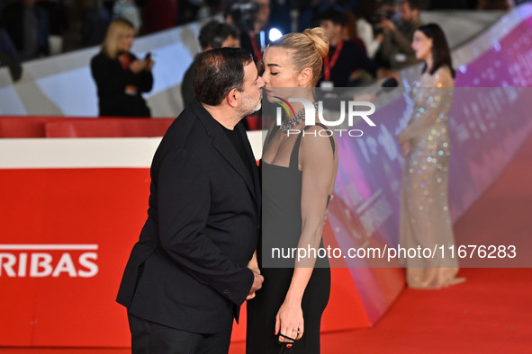 Fausto Brizzi and Silvia Salis attend the ''Paradiso in vendita'' red carpet during the 19th Rome Film Festival at Auditorium Parco Della Mu...