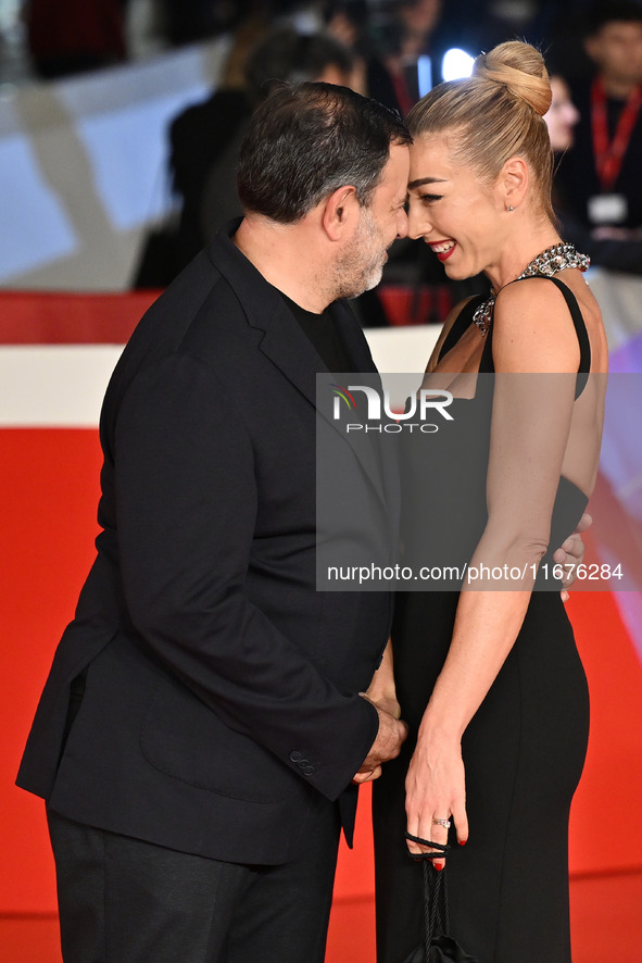 Fausto Brizzi and Silvia Salis attend the ''Paradiso in vendita'' red carpet during the 19th Rome Film Festival at Auditorium Parco Della Mu...