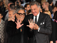 Guillermo Mariotto and Luca Barbareschi attend the ''Paradiso in vendita'' red carpet during the 19th Rome Film Festival at Auditorium Parco...