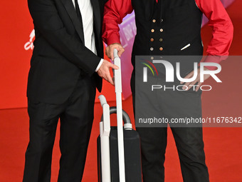 Gianfranco Firriolo and Vinicio Capossela attend the ''Natale fuori orario'' red carpet during the 19th Rome Film Festival at Auditorium Par...