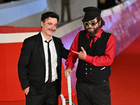 Gianfranco Firriolo and Vinicio Capossela attend the ''Natale fuori orario'' red carpet during the 19th Rome Film Festival at Auditorium Par...