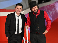 Gianfranco Firriolo and Vinicio Capossela attend the ''Natale fuori orario'' red carpet during the 19th Rome Film Festival at Auditorium Par...