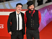 Gianfranco Firriolo and Vinicio Capossela attend the ''Natale fuori orario'' red carpet during the 19th Rome Film Festival at Auditorium Par...