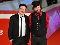 Gianfranco Firriolo and Vinicio Capossela attend the ''Natale fuori orario'' red carpet during the 19th Rome Film Festival at Auditorium Par...