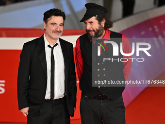 Gianfranco Firriolo and Vinicio Capossela attend the ''Natale fuori orario'' red carpet during the 19th Rome Film Festival at Auditorium Par...