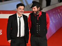 Gianfranco Firriolo and Vinicio Capossela attend the ''Natale fuori orario'' red carpet during the 19th Rome Film Festival at Auditorium Par...