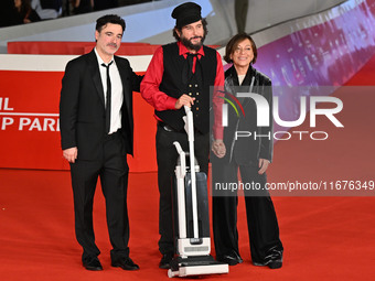 Gianfranco Firriolo and Vinicio Capossela attend the ''Natale fuori orario'' red carpet during the 19th Rome Film Festival at Auditorium Par...