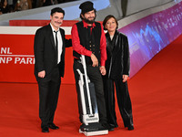 Gianfranco Firriolo and Vinicio Capossela attend the ''Natale fuori orario'' red carpet during the 19th Rome Film Festival at Auditorium Par...