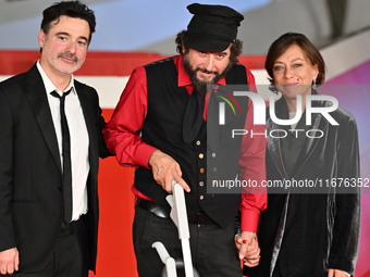 Gianfranco Firriolo and Vinicio Capossela attend the ''Natale fuori orario'' red carpet during the 19th Rome Film Festival at Auditorium Par...