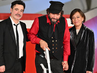 Gianfranco Firriolo and Vinicio Capossela attend the ''Natale fuori orario'' red carpet during the 19th Rome Film Festival at Auditorium Par...