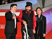 Gianfranco Firriolo and Vinicio Capossela attend the ''Natale fuori orario'' red carpet during the 19th Rome Film Festival at Auditorium Par...