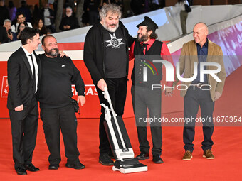 (L-R) Gianfranco Firriolo, Donatello Racina, Marco Cervetti, Vinicio Capossela, and a guest attend the ''Natale fuori orario'' red carpet du...