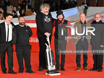 (L-R) Gianfranco Firriolo, Donatello Racina, Marco Cervetti, Vinicio Capossela, and a guest attend the ''Natale fuori orario'' red carpet du...