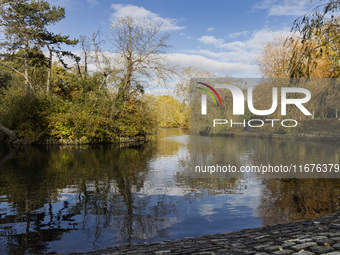 A general view of the lake in Ropner Park in Stockton on Tees, United Kingdom, on October 18, 2024. Parks and green spaces across the UK are...