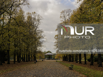 A general autumnal view of the Bandstand in Ropner Park in Stockton on Tees, United Kingdom, on October 18, 2024. Parks and green spaces lik...