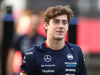 Williams driver Franco Colapinto (43) arrives in the paddock at Circuit of the Americas in Austin, Texas, on October 17, 2024. (