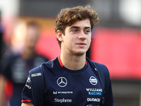 Williams driver Franco Colapinto (43) arrives in the paddock at Circuit of the Americas in Austin, Texas, on October 17, 2024. (