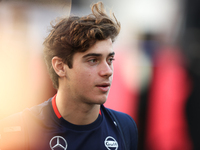 Williams driver Franco Colapinto (43) arrives in the paddock at Circuit of the Americas in Austin, Texas, on October 17, 2024. (