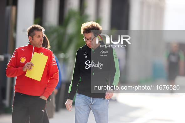 Stake F1 Team Chief Technical Officer Mattia Binotto walks in the paddock at Circuit of the Americas in Austin, Texas, on October 17, 2024. 