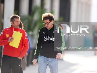 Stake F1 Team Chief Technical Officer Mattia Binotto walks in the paddock at Circuit of the Americas in Austin, Texas, on October 17, 2024....