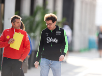 Stake F1 Team Chief Technical Officer Mattia Binotto walks in the paddock at Circuit of the Americas in Austin, Texas, on October 17, 2024....