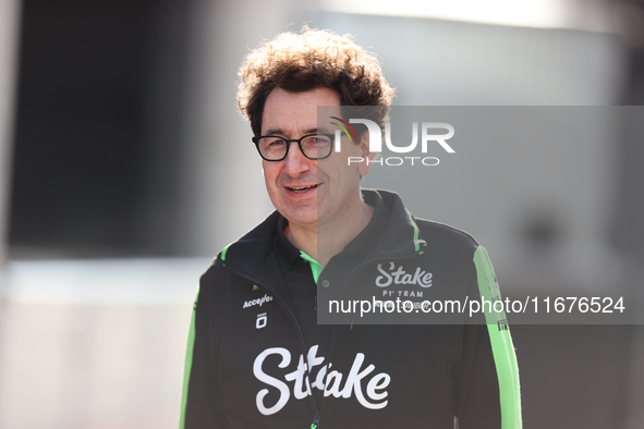 Stake F1 Team Chief Technical Officer Mattia Binotto walks in the paddock at Circuit of the Americas in Austin, Texas, on October 17, 2024. 