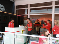 Carlos Sainz and Oliver Bearman are in the Ferrari Hospitality Suite in the paddock at Circuit of the Americas in Austin, Texas, on October...