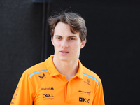 McLaren Driver Oscar Piastri (81) arrives in the paddock at Circuit of the Americas in Austin, Texas, on October 17, 2024. (