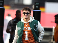 McLaren Driver Lando Norris (4) arrives in the paddock at Circuit of the Americas in Austin, Texas, on October 17, 2024. (