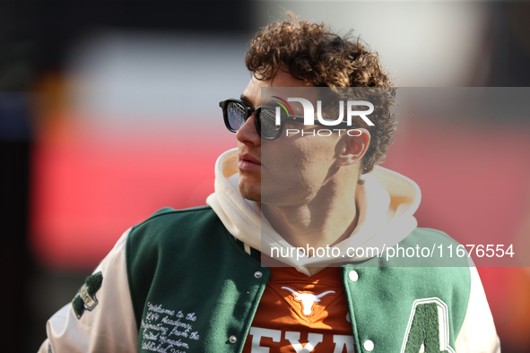 McLaren Driver Lando Norris (4) arrives in the paddock at Circuit of the Americas in Austin, Texas, on October 17, 2024. 