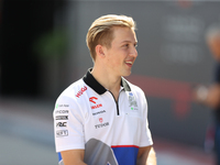 Visa Cash App RB driver Liam Lawson, 30, walks in the paddock at Circuit of the Americas in Austin, Texas, on October 17, 2024. (