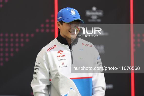 Yuki Tsunoda is in the paddock at Circuit of the Americas in Austin, Texas, on October 17, 2024. 