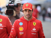 Carlos Sainz walks in the paddock at Circuit of the Americas in Austin, Texas, on October 17, 2024. (