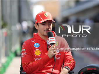 Charles Leclerc is in the paddock at Circuit of the Americas in Austin, Texas, on October 17, 2024. (