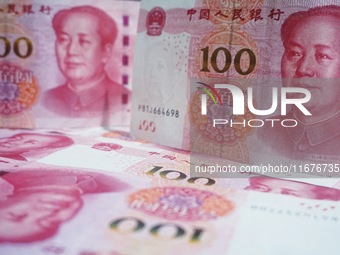 In Hangzhou, China, on October 18, 2024, a photo shows Chinese yuan. On the same day, the Bank of China, Industrial and Commercial Bank of C...