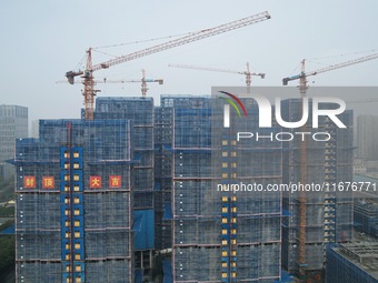 A newly built residential complex is shown in Hangzhou, China, on October 17, 2024. According to data released by the National Bureau of Sta...