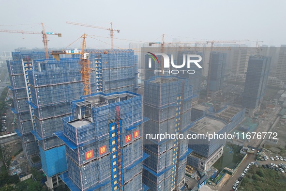 A newly built residential complex is shown in Hangzhou, China, on October 17, 2024. According to data released by the National Bureau of Sta...