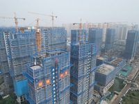 A newly built residential complex is shown in Hangzhou, China, on October 17, 2024. According to data released by the National Bureau of Sta...