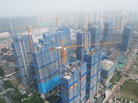 A newly built residential complex is shown in Hangzhou, China, on October 17, 2024. According to data released by the National Bureau of Sta...