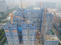 A newly built residential complex is shown in Hangzhou, China, on October 17, 2024. According to data released by the National Bureau of Sta...