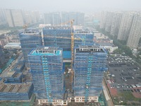 A newly built residential complex is shown in Hangzhou, China, on October 17, 2024. According to data released by the National Bureau of Sta...