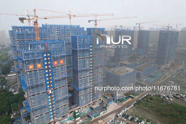 A newly built residential complex is shown in Hangzhou, China, on October 17, 2024. According to data released by the National Bureau of Sta...