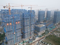 A newly built residential complex is shown in Hangzhou, China, on October 17, 2024. According to data released by the National Bureau of Sta...