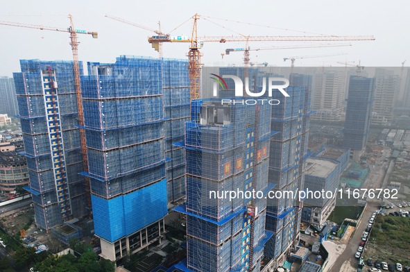 A newly built residential complex is shown in Hangzhou, China, on October 17, 2024. According to data released by the National Bureau of Sta...